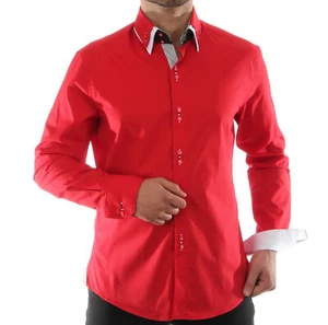 Camicia slim fit doppio collo in stile classico retrò - Foto 1 di 5