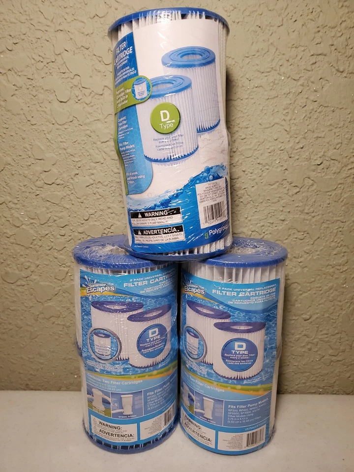 Polygroup SUMMER Escapes Type D Swimming Pool Spa Pump Filter Cartridge 6 TOTAL - Image 1 of 1