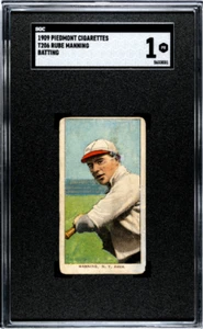 1909 T206 RUBE MANNING NNO POOR PIEDMONT 150 BATTING SGC 1 NEW YORK HIGHLANDERS - Picture 1 of 2