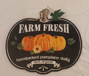 Herbst Herbst Kürbis geformtes Schild Bauernhof frische Kürbisse 11,5" Breite x 10,5" Höhe - Bild 1 von 2