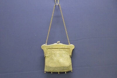 Bolso Monedero Alemán de Malla de Plata Cadena Correo Forrado de Cuero Antiguo Foto 1 de 4