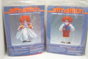 Kits de muñecas de lona con aguja de plástico Sit 'n Stitch Prince & Princess - Imagen 1 de 3