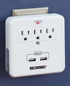 USB Outlet Merkury Innovations 6-Outlet Wall Plate Multiplier Office - Picture 1 of 2