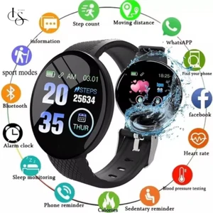Smartwatch Nero Fitness Touch Notifiche Cardio Pressione Sport Orologio Digitale - Foto 1 di 8