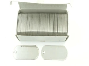 Box of 100 Stainless Steel Military Spec Army BLANK Dog Tags SHINY Finish - Picture 1 of 1