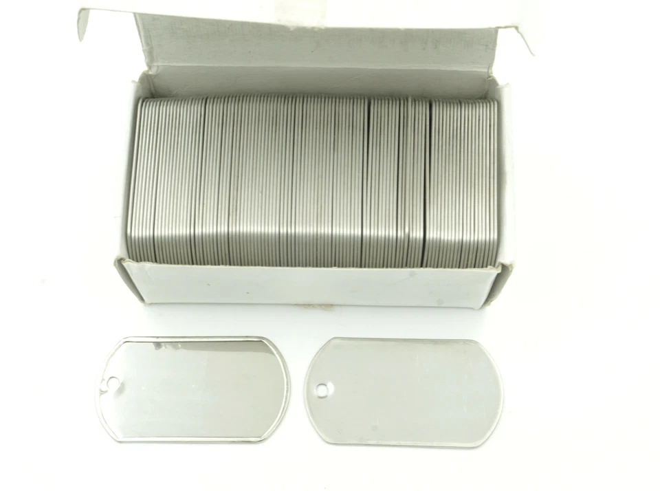 100盒不锈钢军用规格军队BLANK狗标签闪亮饰面 — 第 1/1 张图片