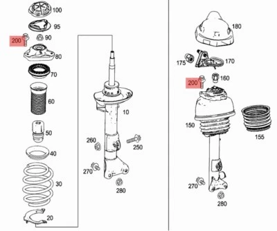 MERCEDES W204/207/212/218 BULLONE M8 BULLONE AMMORTIZZATORE OEM A0029904503 - Immagine 1 di 4