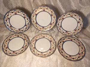 Set 6 antichi piatti Royal Doulton 1910 H323 fiori blu cesti e swags - Foto 1 di 12