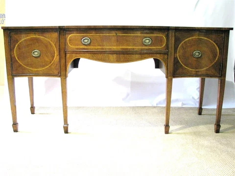 Caledonian English Made Georgian Style Sideboard; Mahogany & String Inlay Cover