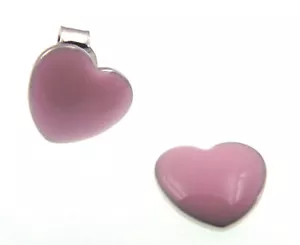 Earrings Woman HEART Enamel Pink Silver 925 Nickel Free Gift Idea Girl - Picture 1 of 1