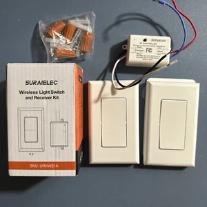 Wireless Light Switch and Receiver Kit, 15A High Power, No Wiring (2 Switches) - Picture 1 of 4