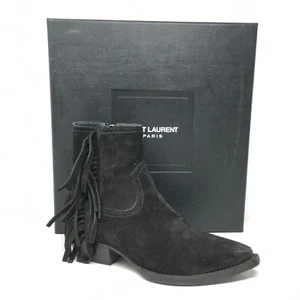Saint Laurent Ankle Boots Booties Shoes Womens Size 35 EU 5 US Black Suede - Picture 1 of 13