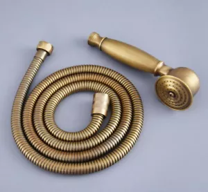 Antik Messing wassersparend runder Handduschkopf Handspritze mit 1,5 m Schlauch - Bild 1 von 6