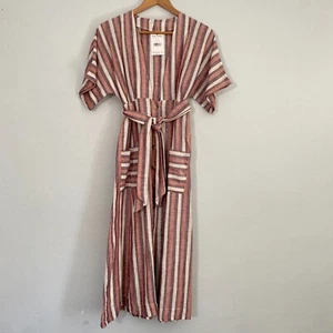Free People Monday Striped Linen Dress Women Size XS Pink Gray New - Picture 1 of 14