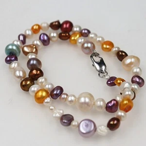 Genuine Cultured Freshwater Pearl Necklace 18inch+Bracelet8" - Picture 1 of 4