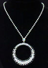 LG Rhinestone Circle Pendant Necklace Jewelry Bride Prom Formal Occasion