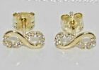 1ct Round Lab Created Diamond Infinity Stud Earrings 14k Yellow Gold Plated