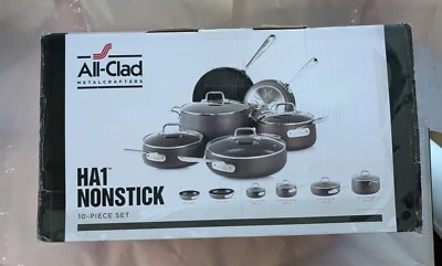 Panelas antiaderentes anodizadas rígidas All-Clad HA1, 10 peças (falta 1 tampa) - Imagem 1 de 4