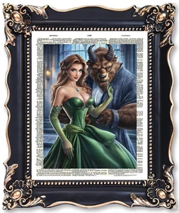 SIGNED Beauty and the Beast Dictionary Page Art Print Book Picture Wall Decor - Picture 1 of 4