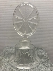 Vintage Clear Glass Crystal Perfume Bottle With Tall Glass Stopper 6 3/4” - Picture 1 of 5