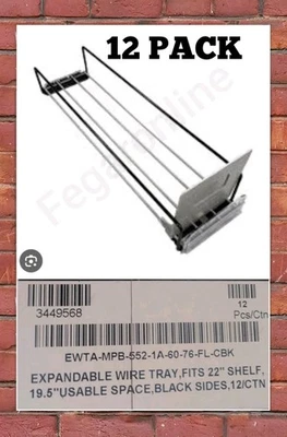 12 PACK TRION EXPANDABLE WIRE TRAY OPEN  FITS 22" EWTA-MPB-552-1A-60-76-FL-CBK - Image 1 of 4