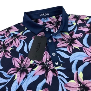 Bad Birdie Core Golf Polo Mens S, M, L, XL, 2XL SLIM FIT Violet Navy Floral NWT - Picture 1 of 7