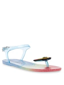 BETSEY JOHNSON Womens Rainbow Adjustable Embellished Tabby Round Toe Jelly 6 - Picture 1 of 11