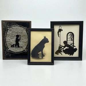 Juego de 3 siluetas vintage para perros enmarcadas - Imagen 1 de 8