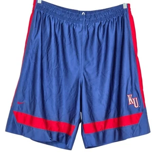 Pantaloncini da basket Nike Vintage Uomo XL Shiny Dazzle Kansas Jayhawks KU Rosso Blu - Foto 1 di 7