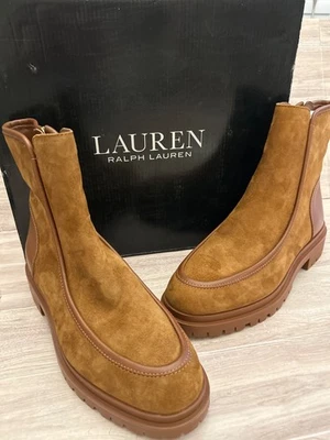 NUEVA Bota Lauren Ralph Lauren Colbie Whisky Gamuza y Cuero Pulido Talla 9B Foto 1 de 4