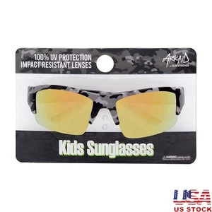 Kids Sports Wrap Sunglasses UV Protection Impact Resistant Camo Shades Boys New - Picture 1 of 5