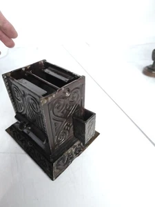 The Square Ornate Cast-Iron Box — This is an Antique “Patt. 1890s Match Safe / V - Picture 1 of 6