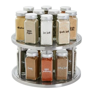 2 Tier Lazy Susan 360° Turntable Kitchen Spice Organizer Rack for Cabinet 10.5" - Picture 1 of 10