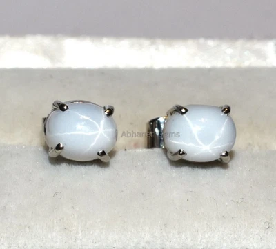 Orecchino fatto a mano con zaffiro stella creato in laboratorio e argento... - Immagine 1 di 4