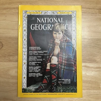 Vintage National Geographic March 1968 Coronations Iran Tonga Scottish Highlands - Image 1 of 4