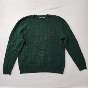 Polo Ralph Lauren Pullover Herren 2XL Grün Zopfmuster Wolle Kaschmir Preppy Pony - Bild 1 von 8
