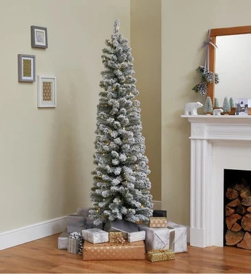 Habitat 6ft Pre-Lit Snow Tipped Pencil Christmas Tree - Green - Image 1 of 4