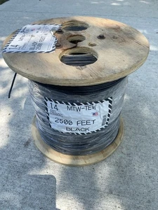 Alan Wire 14 AWG MTW TEW Stranded Wire Black 2500ft Spool - Picture 1 of 2