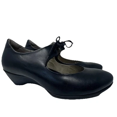 Новый Ecco черной кожи скульптурный Мэри Джейн насос обуви с галстук верхний ЕС 38 США 7-7,5 - Изображение 1 из 4