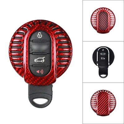 1 Stk. Kohlefaser-Fernschlüsselabdeckung für BMW Mini F54 F56 F55 F57 F60 Rot - Image 1 of 4