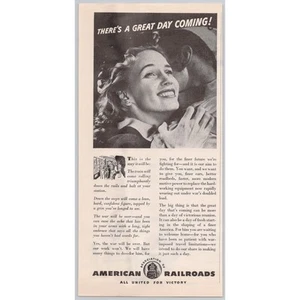 1944 American Railroads All United For Victory WWII Return Home Vintage Print Ad - Bild 1 von 1