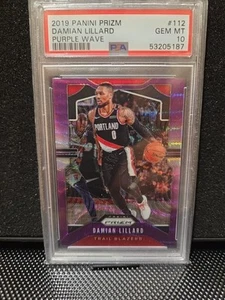 2019 PANINI PRIZM #112 DAMIAN LILLARD PURPLE WAVE POP 7 BUCKS PORTLAND - Picture 1 of 3