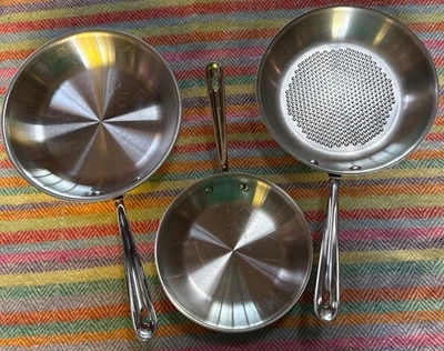 Conjunto de frigideira All-Clad D3 aço inoxidável 8" e 10" + frigideira de 10" feita nos EUA - Imagem 1 de 4