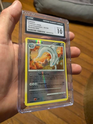 (POP 15) CGC 10 GEM MINT Pokemon Great Encounters Reverse Holo Linoone 43/106 - Image 1 of 4