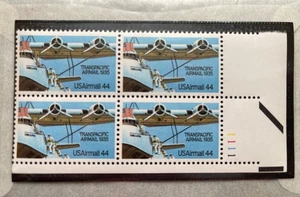 USPS C-115 TRANSPACIFIC AIRMAIL stamps One Block of 4, 44 Cent OGNH 1985 - Picture 1 of 2