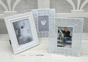 weiße klassische Bilderrahmen für Fotos zum hinstellen NEU*** 9x13 + 12x16,5 - Bild 1 von 3