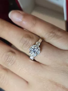 2.20 Carat Round Designer Bridal Classic Ring 10k White Gold Real Moissanite 6 - Picture 1 of 6