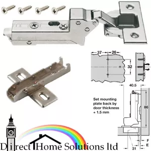 Bisagra insertada de cierre suave para hierba Tiomos + juego de placa de montaje de 2 mm Ø 35 mm taza haga clic en - Imagen 1 de 11