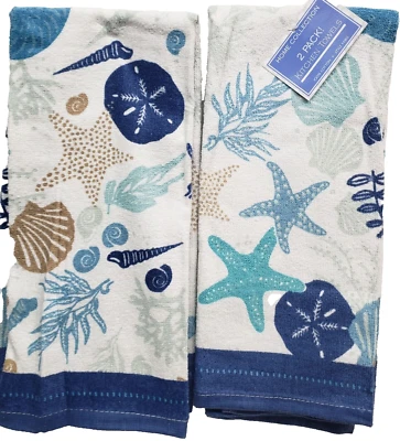 2 pc Kitchen Cotton Terry Towels Set (15"x28") NAUTICAL,SEALIFE,STARFISH etc,TBO - Image 1 of 4