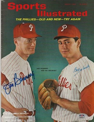 Jim Bunning Bo Belinsky Phillies Autograph Auto 1965 Sports Illustrated PSA - Image 1 of 4